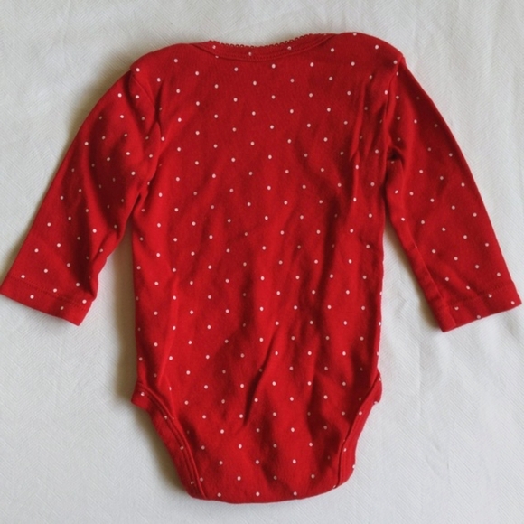 carter's red dotted cotton long sleeve bodysuit diaper shirt 3 months baby girl - Picture 5 of 5